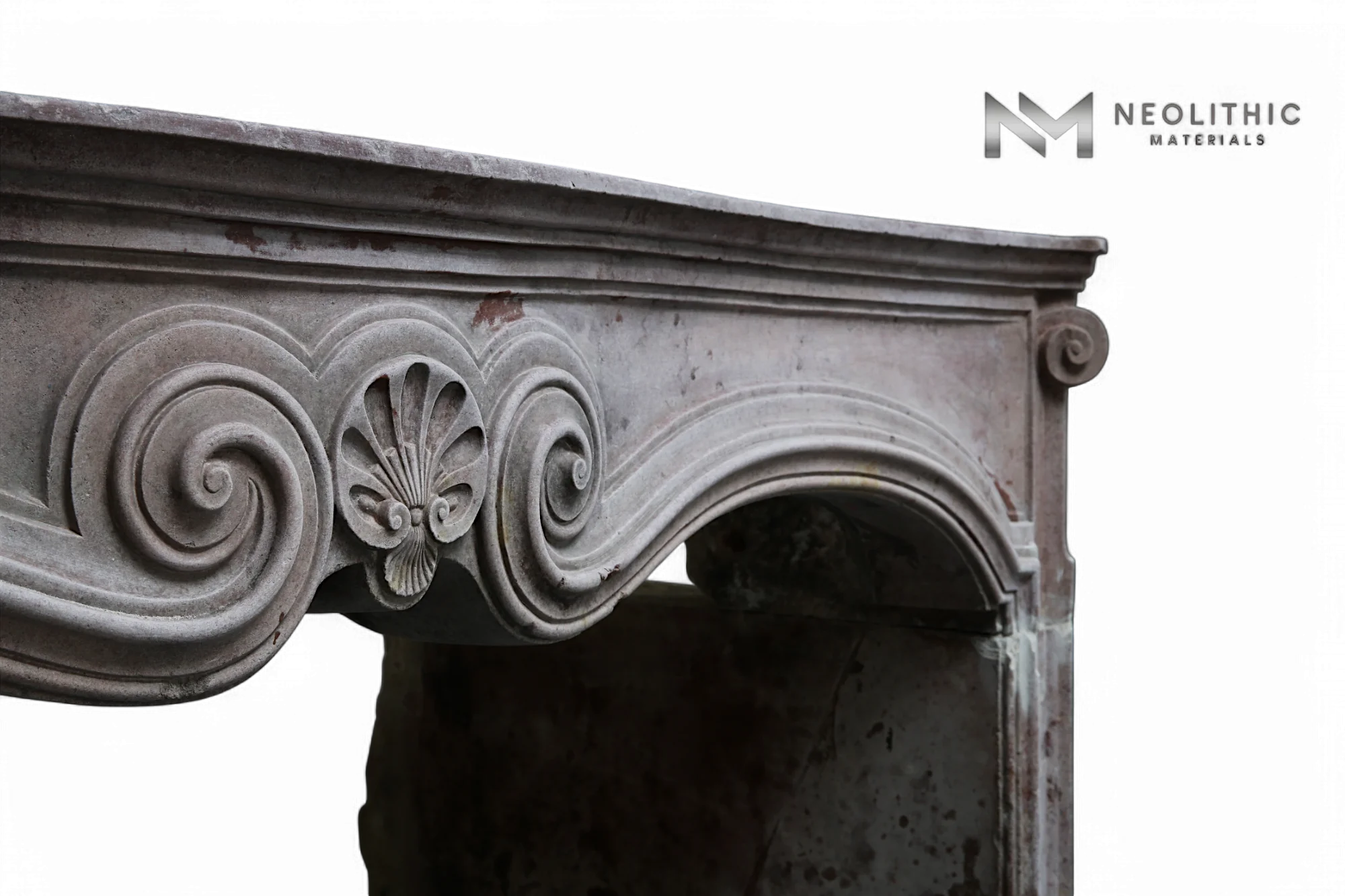 Antique Limestone de Vosges Fireplace Mantel Louis XV Style - Image 4